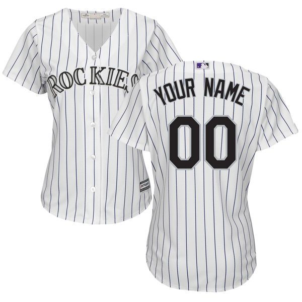 Women Colorado Rockies Majestic White Purple Home Cool Base Custom MLB Jersey